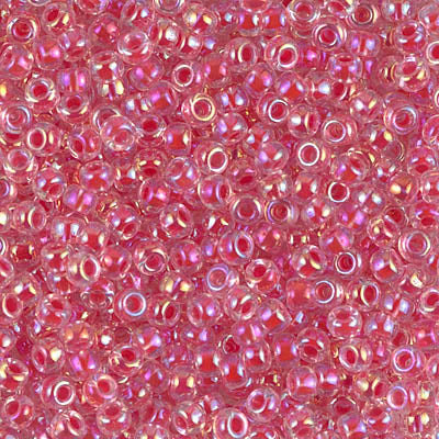 Dark Coral Lined Crystal AB Miyuki Seed Beads 8/0