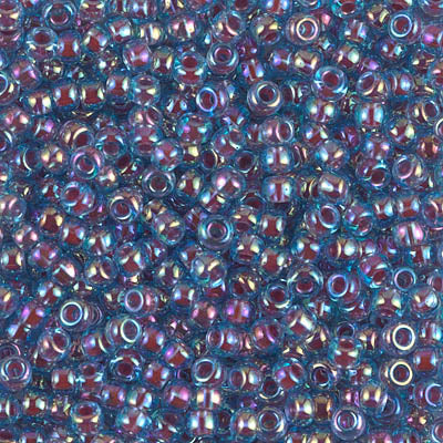 Hot Pink Lined Aqua AB Miyuki Seed Beads 8/0