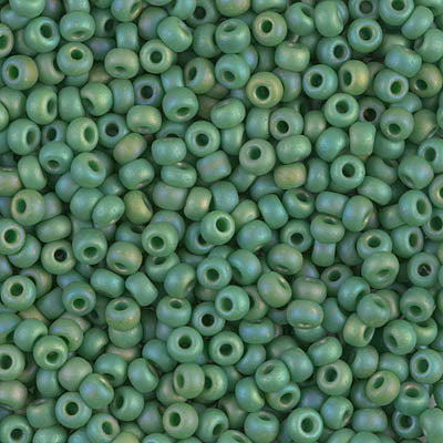 Matte Opaque Green AB Miyuki Seed Beads 8/0