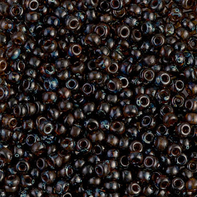 Dark Amber Transparent Picasso Miyuki Seed Beads 8/0