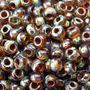 Picasso Transparent Light Smoky Topaz Miyuki Seed Beads 6/0