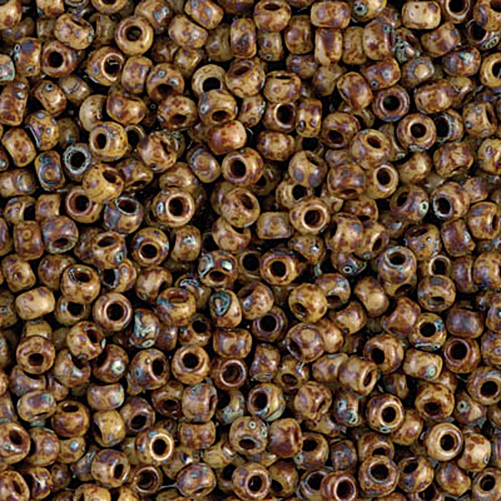 Picasso Brown Tan Matte Miyuki Seed Beads 8/0