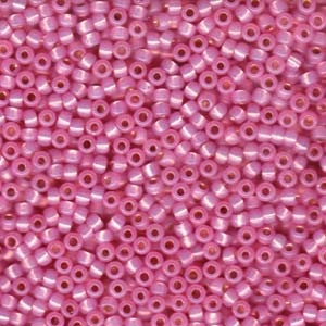 Dyed Pale Pink Silver-Lined Alabaster Miyuki Seed Beads 6/0