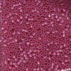 Dyed Dark Pink Silver-Lined Alabaster Miyuki Seed Beads 6/0