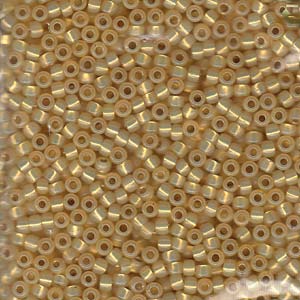Dyed Light Amber Silver-Lined Alabaster Miyuki Seed Beads 8/0