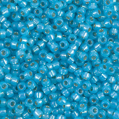 Dyed Aqua Silver-Lined Alabaster Miyuki Seed Beads 8/0