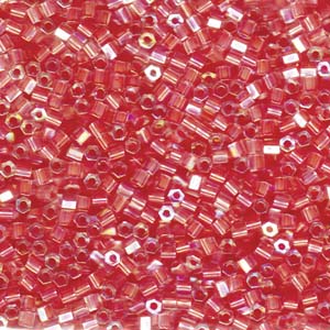 Salmon Lined Crystal AB Miyuki Hex Cut Seed Beads 8/0