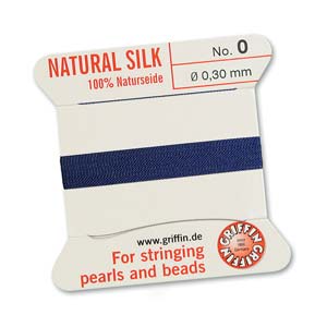 Griffin Natural Silk Bead Cord - Dark Blue