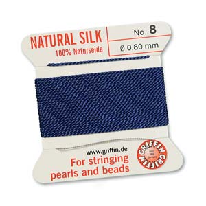 Griffin Natural Silk Bead Cord - Dark Blue
