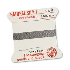 Griffin Natural Silk Bead Cord - Grey