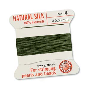 Griffin Natural Silk Bead Cord - Olive