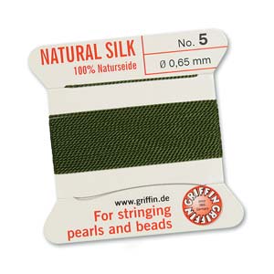 Griffin Natural Silk Bead Cord - Olive
