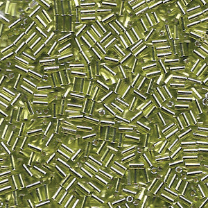 Silver-Lined Transparent Chartreuse Miyuki Bugle Beads 3mm (#1)