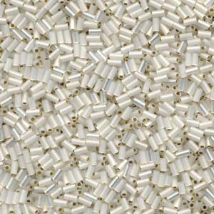 Gilt Lined White Opal Miyuki Bugle Beads 3mm (#1)