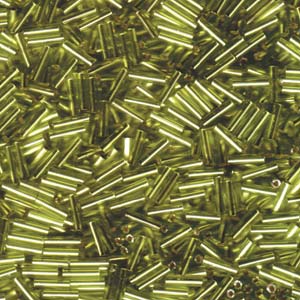 Chartreuse Silver-Lined Miyuki Bugle Beads 6mm (#2)