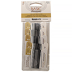 BEADSMITH SILK #2 BLACK X 5 CRDS 2M/CARD