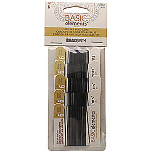BEADSMITH SILK #6 BLACK X 5 CRDS 2M/CARD