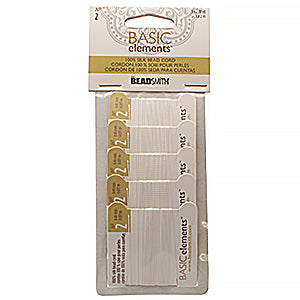 BEADSMITH SILK #2 WHITE X 5 CRDS 2M/CARD