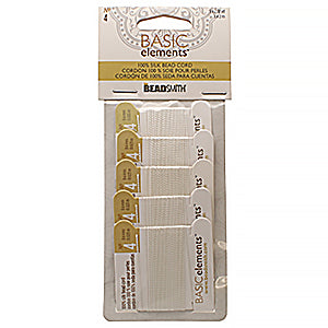 BEADSMITH SILK #4 WHITE X 5 CRDS 2M/CARD