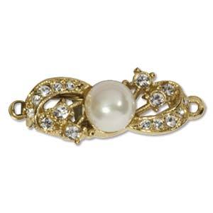 Elegant Elements Single Strand Clasp - Pearl with Crystal Design