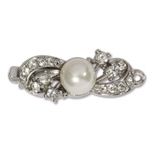 Elegant Elements Single Strand Clasp - Pearl with Crystal Design