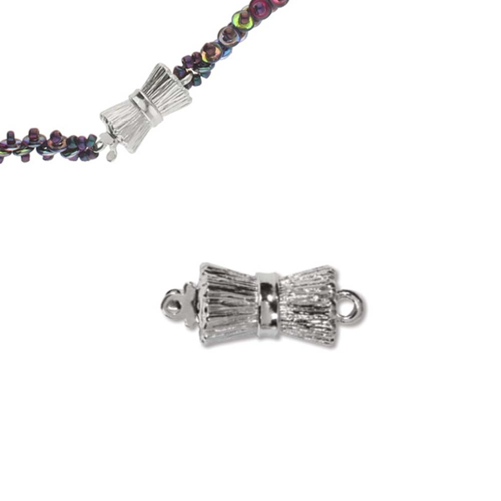 CLSP46 Elegant Elements 1 Strand Barrel Clasp - Rhodium