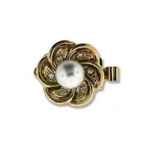 CLSP64 Elegant Elements 1 Strand Clasp - Flower with Pearl & Crystals