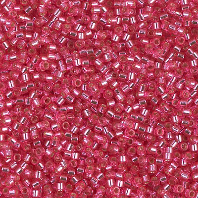 Silver Lined Dark Pink Dyed Miyuki Delica Beads 11/0