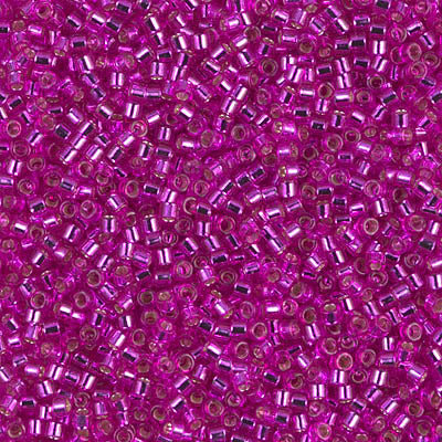 Silver Lined Bright Fuchsia Dyed Miyuki Delica Beads 11/0