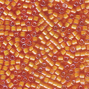 White Lined Orange AB Miyuki Delica Beads 11/0