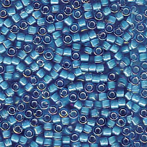 White Lined Capri Blue AB Miyuki Delica Beads 11/0