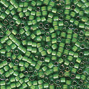 White Lined Green AB Miyuki Delica Beads 11/0