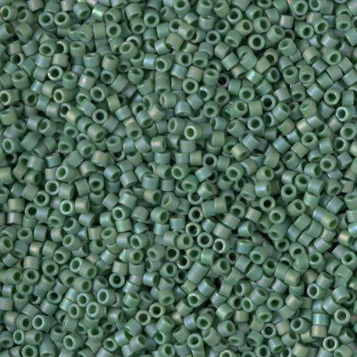 Frosted Opaque Glazed Rainbow Green Miyuki Delica Beads 11/0
