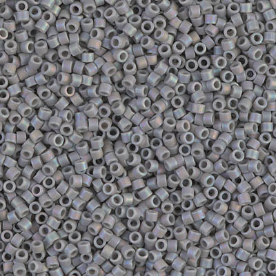 Matte Opaque Light Grey AB Miyuki Delica Beads 11/0