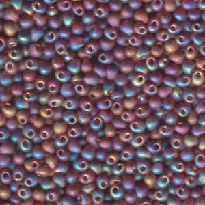 A Pile of Matte Transparent Dark Amber AB drop Beads