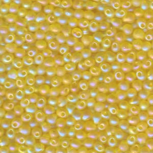 A Pile of Matte Transparent Yellow AB Drop Beads