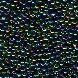 A Pile of Transparent Olive Green AB Drop Beads