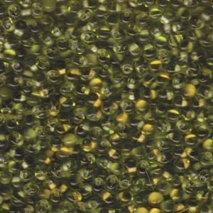 A Pile of Apricot Lined Chartreuse Drop Beads