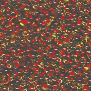 A Pile of Red Lined Chartreuse Drop Beads