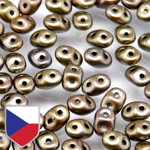 Crystal Grey Rainbow Superduo Beads w/ Czech Shield