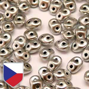 Crystal Bronze Aluminium Superduo Beads w/ Czech Shield