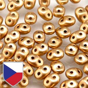 Crystal Bronze Pale Gold Superduo Beads w/ Czech Shield