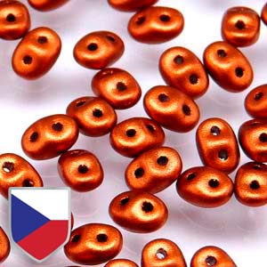 Crystal Bronze Fire Red Superduo Beads w/ Czech Shield