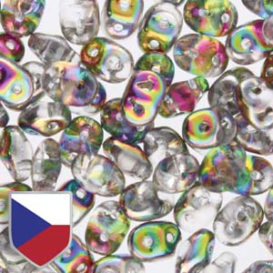 Crystal Vitrail Superduo Beads w/ Czech Shield