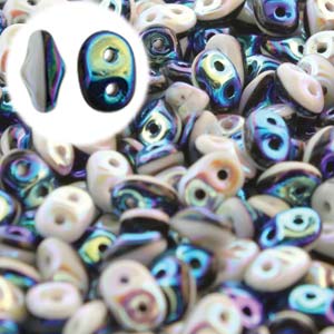 Duets Black/White Full AB Superduo Beads