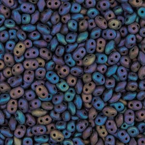Jet Rainbow Iris Matte Superduo Beads