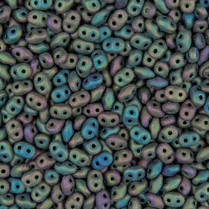 Jet Green Iris Matte Superduo Beads