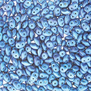 Metalust Matte Crown Blue Superduo Beads