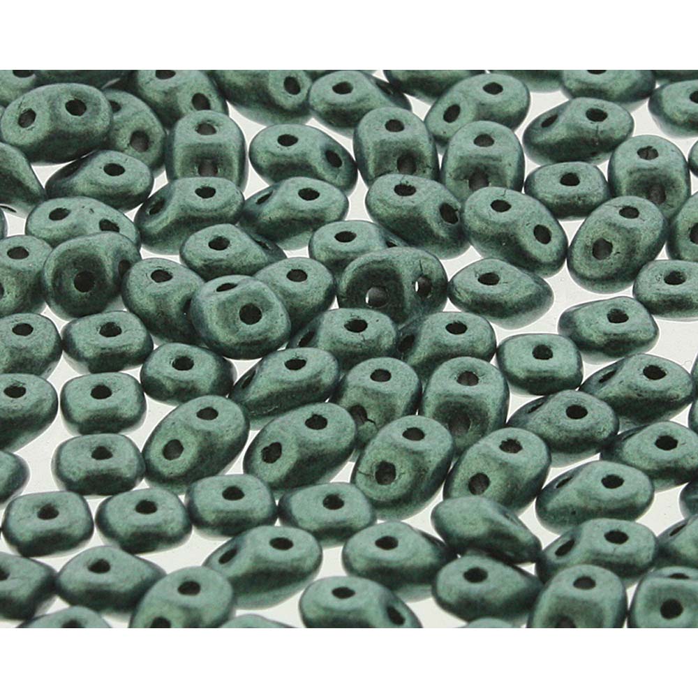 Jet Metallic Suede Lt. Green Superduo Beads