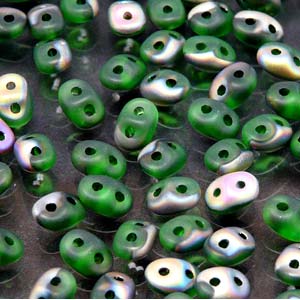 Chrysolite Vitrail Matte Superduo Beads